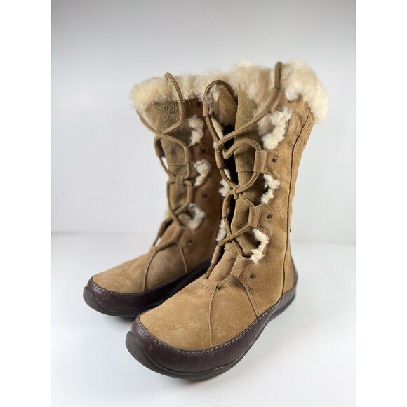 The North Face Abby III Womens Boots Brown Shearling Suede Mid Calf Winter US 9 - Picture 1 of 11